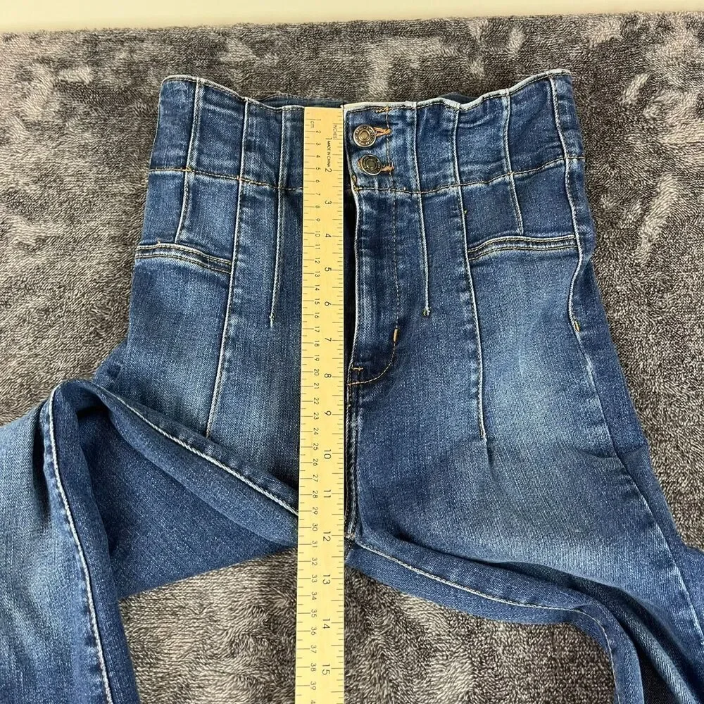 Free People Jayde Flare Blue Denim Jeans Women's 29 High-Rise Stretch Western